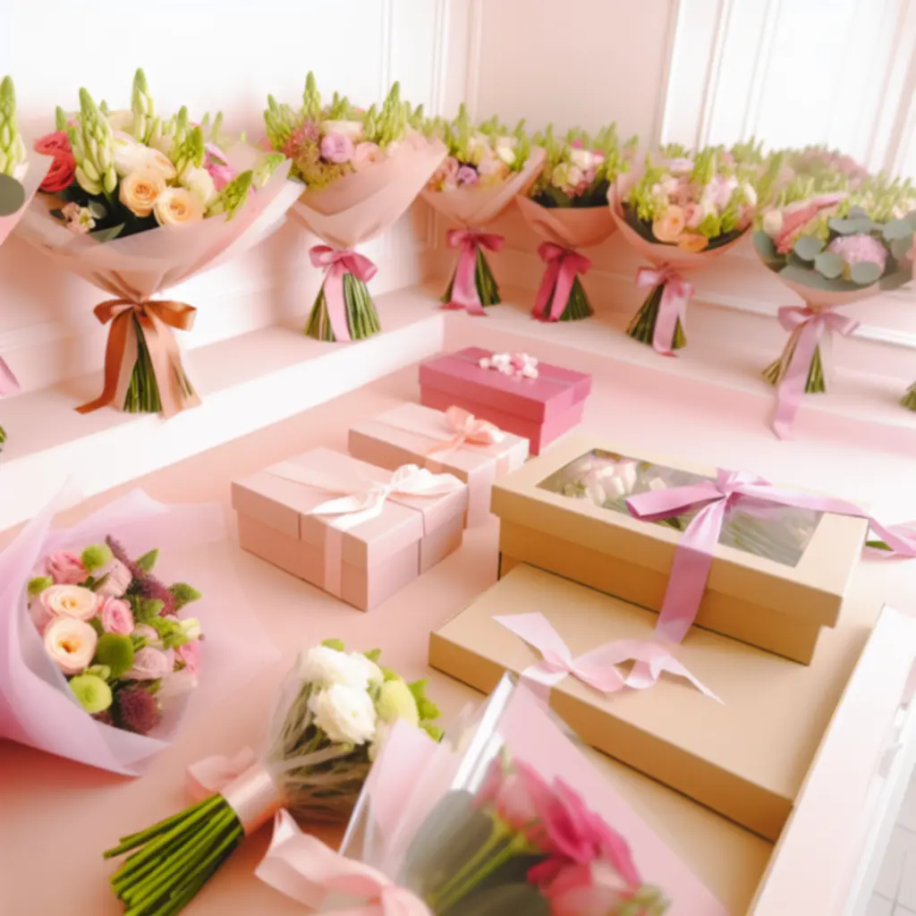 Romantikus, gondosan elrendezett virágcsokrok gyűjteménye a FloraaBloom rendelés összegzés oldalán.