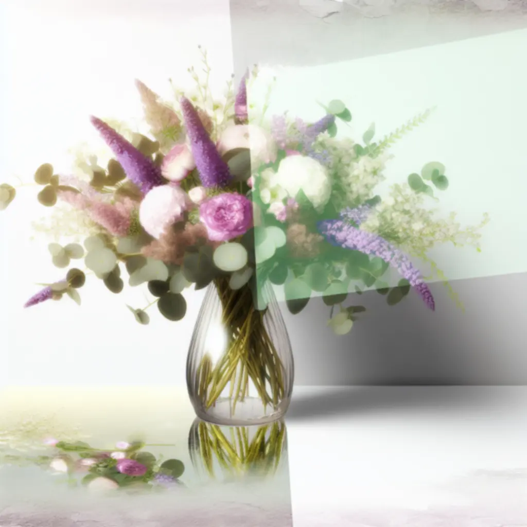 Szezonális, friss virágokból készült romantikus virágkötészeti kompozíció